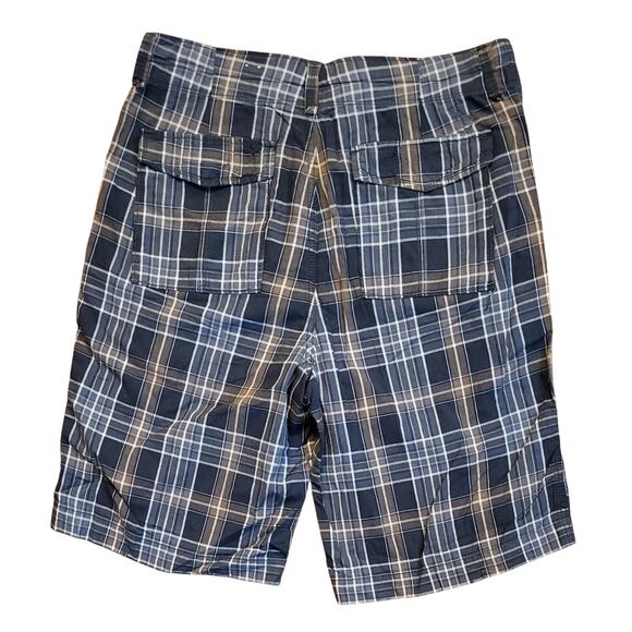 Unionbay Chino Shorts Men Size 32 Dark Gray Brown Plaid Casual Lightweight - Picture 2 of 11